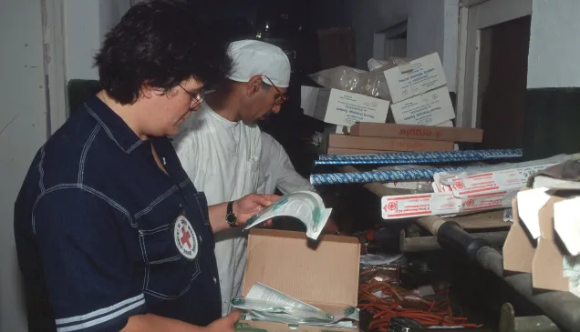 The ICRC team is checking medical supplies we donated to health care structures in Azerbaijan