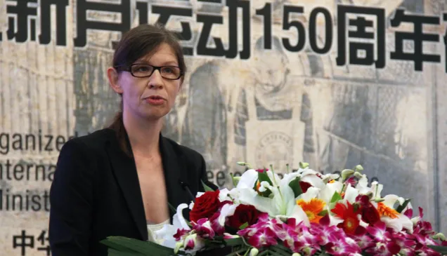 瑞士驻华大使馆临时代办萨洛梅•梅耶尔女士就“国际人道法150周年”进行了发言。