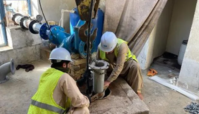 Ageing pipes and other infrastructure are being refurbished at a water pumping station in Kandahar.