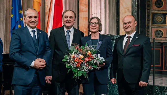 President Mirjana Spoljaric receiving the 2024 International Bridge Prize of the European City of Görlitz/Zgorzelec