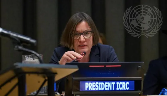 ICRC president, Mirjana Spoljaric, speaking at the UN.
