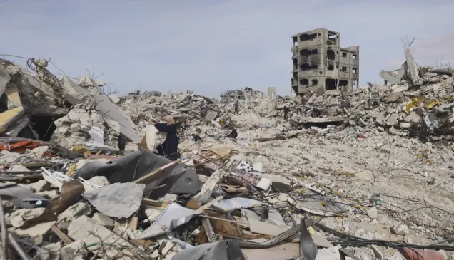 a destroyed neighbourhood in Gaza