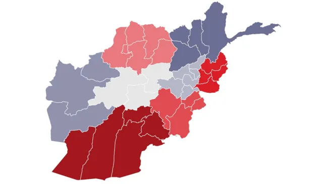 The diagram shows the most UXO-contaminated regions in Afghanistan