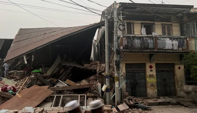 Imágenes de la destrucción causada por el terremoto en la región de Nay Pyi Taw, en  Myanmar 