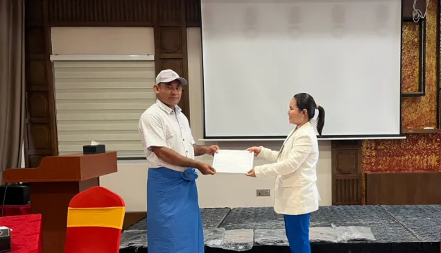 A handover of certificate in the training of trainers program in ICRC Myanmar.