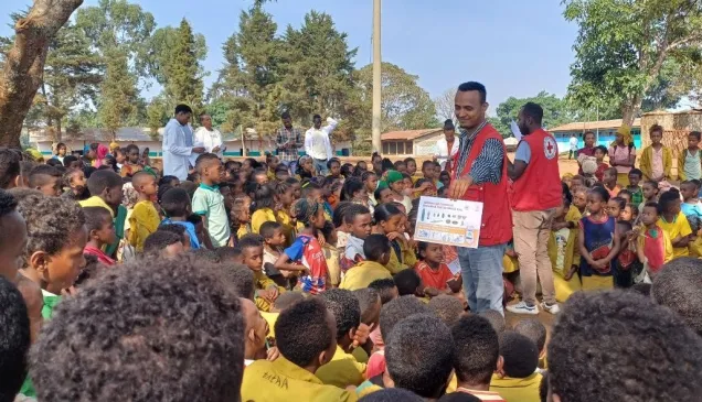 Distribution of Posters and Leaflets in Afan Oromo with Illustrations regarding Safe Behavior.
