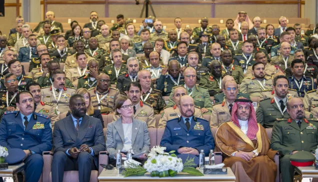 Photo showing participants to the opening of the 18th Senior Workshop on International Rules governing Military Operations (SWIRMO).