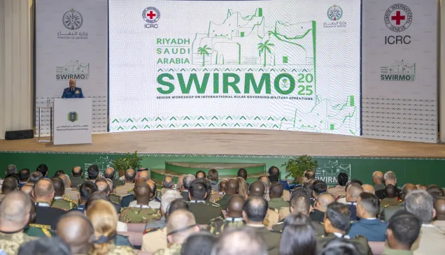 Opening of the SWIRMO 2025 in Riyadh, organized by the ICRC and co-hosted by the Ministry of Defense of the Kingdom of Saudi Arabia and the Saudi National Committee of International Humanitarian Law (IHL).