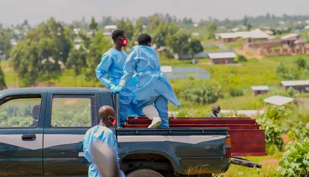 May 2026, Bunia, Ituri province, northeastern DRC. Volunteers from the DRC Red Cross conduct dignified and safe burials of people suspected of having Ebola virus disease.