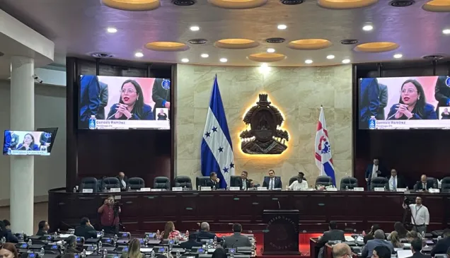 Familiar de una persona desaparecida dirige un mensaje ante el Congreso Nacional de Honduras