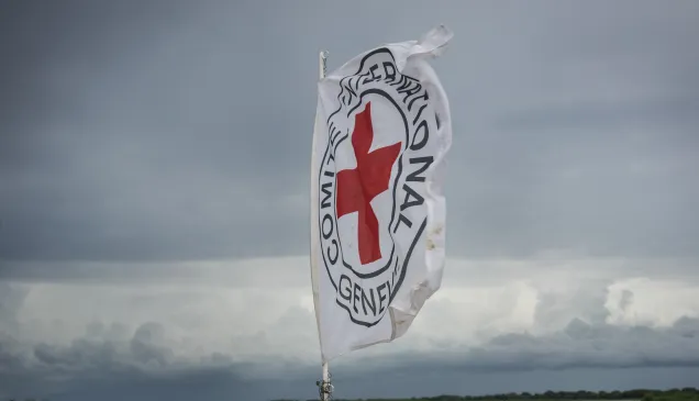 Le drapeau du CICR fouette au vent, image d'illustration. KNOWLES-COURSIN, Mackenzie / CICR
