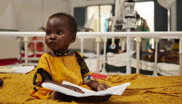 A child admitted in the intensive care unit in Kismayo, General Hospital stabilization centre.