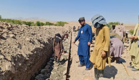The ICRC recently rehabilitated and cleaned three canals and a check dam in Trinkot city in Uruzgan.