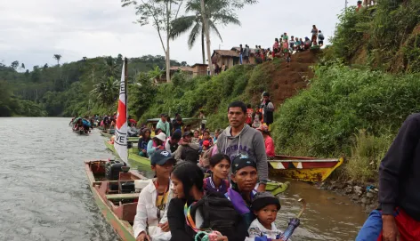 Boat ride to a remote conflict-affected community in Agusan del Sur, Philippines