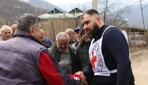 Meeting villagers in Nerkin Hand during the certificate handover.