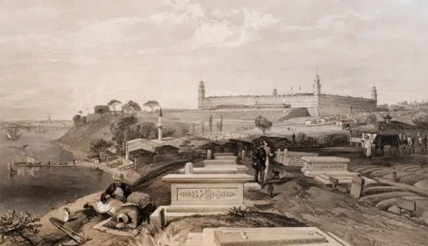  Guerre de Crimée, 1854-1856 - Scutari. Caserne-hôpital et cimetière.
