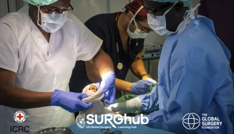 Borno State, Maiduguri, hospital. An ICRC mobile surgery team treats a patient.