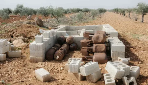 Syria, Aleppo, 2026. Explosives collected by ICRC trained specialist staff  during the weapon clearance operation in Barlahin village in Aleppo.
