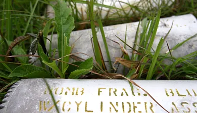 ICRC_Phonsavan, Xieng Khouang province, UXO Lao field office. Cluster munitions still intact in their cases, which failed to explode. Photographer : HOLMES, Jim