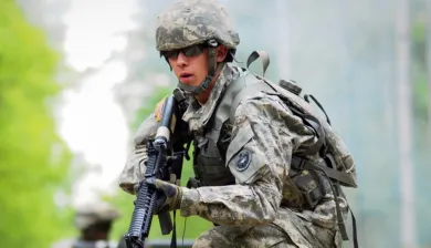 A soldier during military training