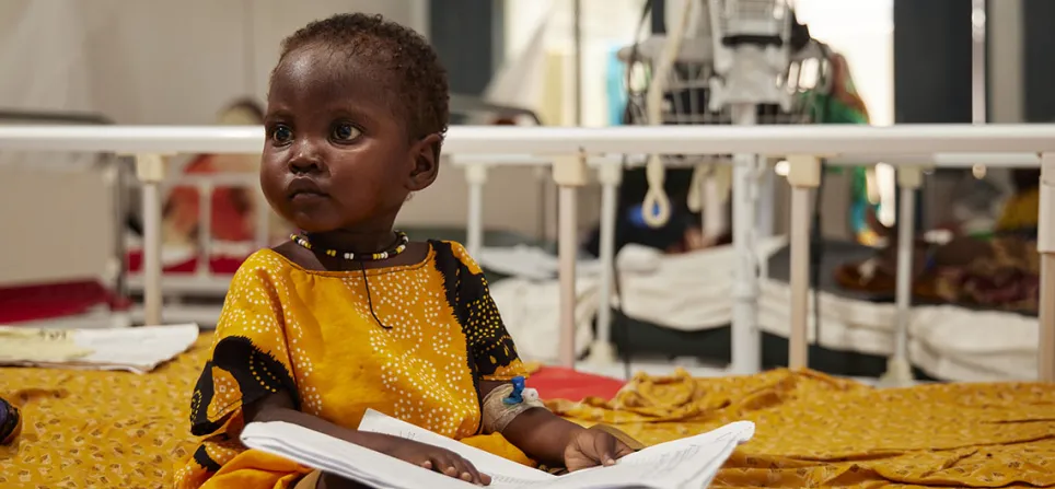 A child admitted in the intensive care unit in Kismayo, General Hospital stabilization centre.