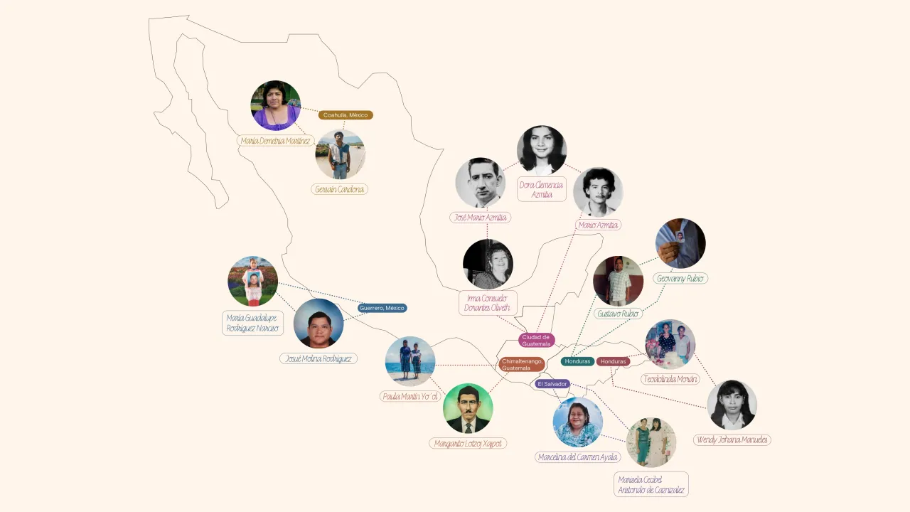 Mapa de historias de la exposición de Tejer Memoria 