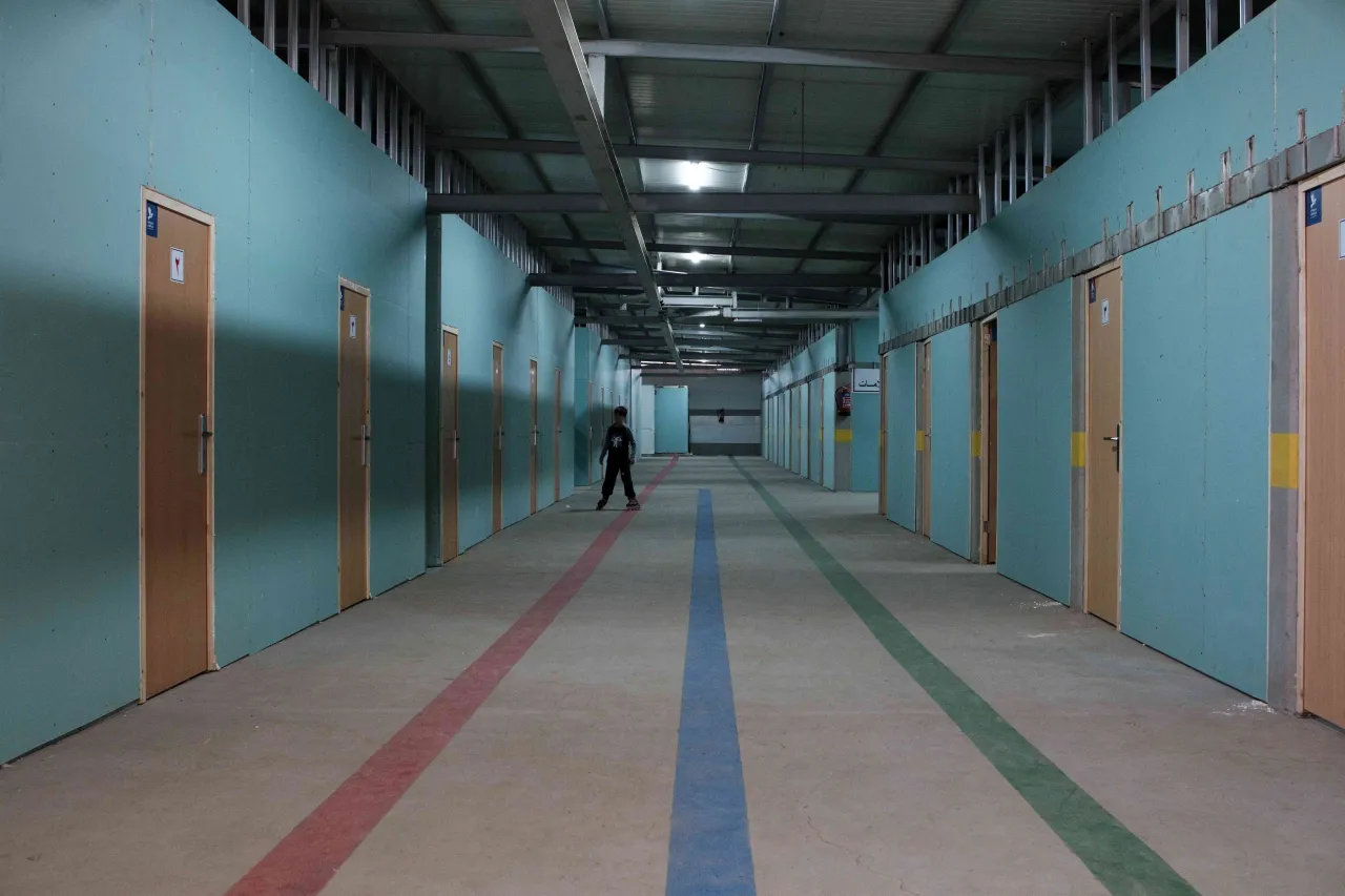 The hallway of Karantina Shelter, Beirut