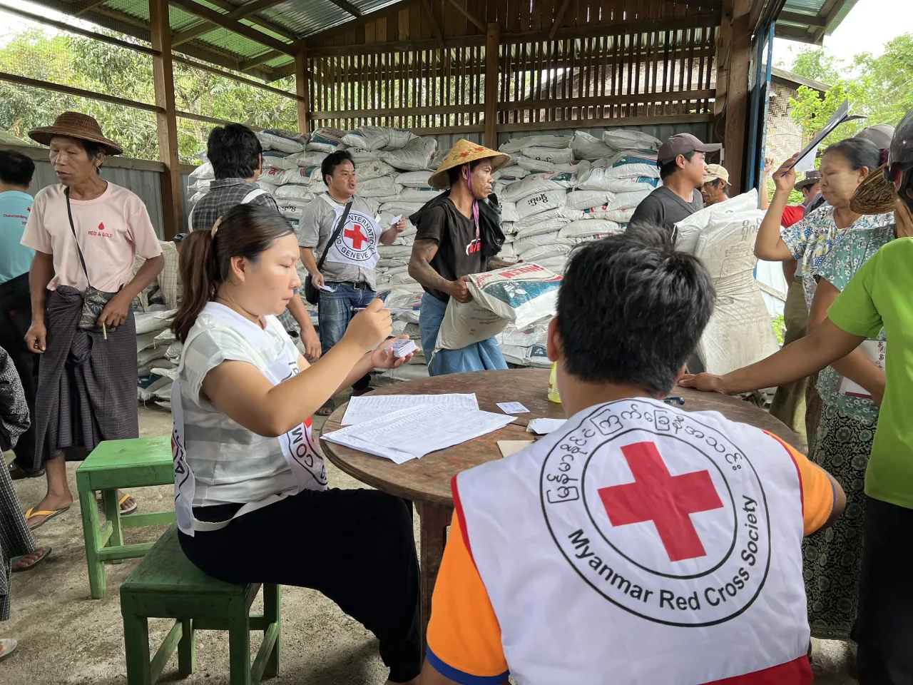 The ICRC works with the Myanmar Red Cross Society (MRCS) to deliver assistance to remote areas.