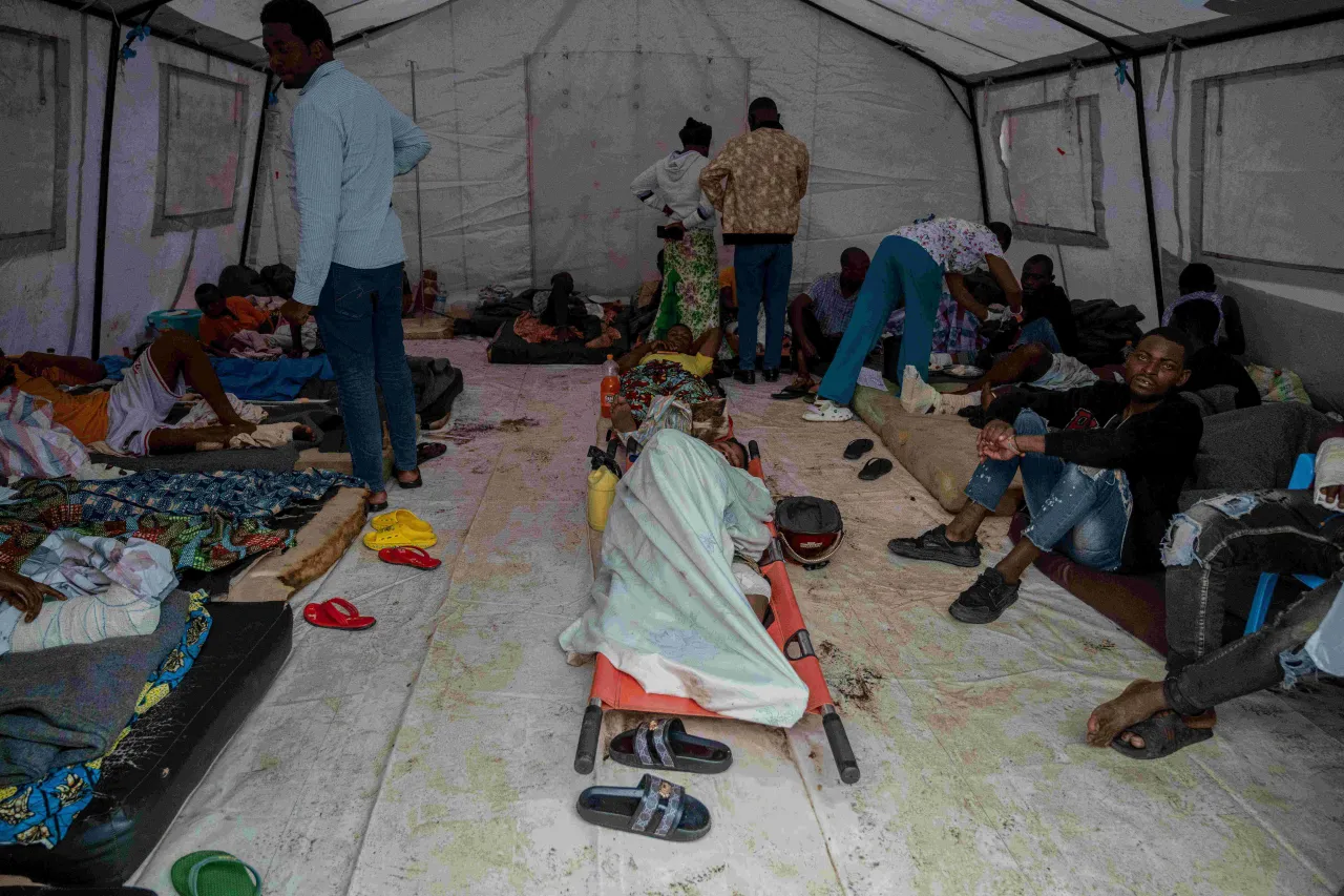 A tent erected within the hospital grounds will expand services and serve as a space for treating minor injuries on an outpatient basis.