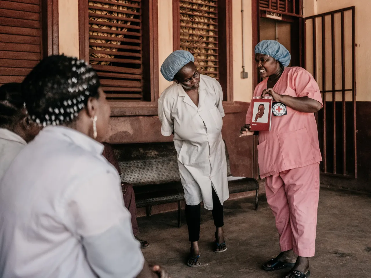 Viola Nizigiyimana, an ICRC midwife, leads a session for local health workers training to be matrons who will assist pregnant women in their home villages. Kaga-Bandoro, Central African Republic, 6th December 2024.