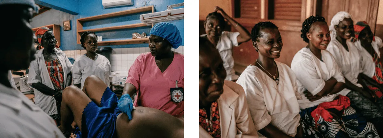 Viola Nizigiyimana, an ICRC midwife, leads a session for local health workers training to be matrons who will assist pregnant women in their home villages.   Kaga-Bandoro, Central African Republic, 6th December 2024.