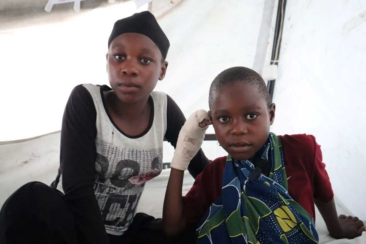 Franck and his sister Clarissa at the Ndosho hospital in Goma in the Democratic Republic of the Congo.