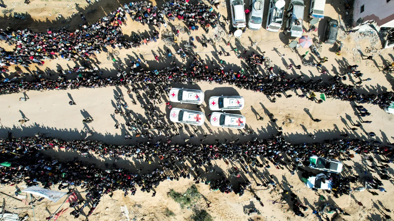 Hostages-prisoners swap deal between Hamas and Israel, in Khan Younis in the southern Gaza Strip