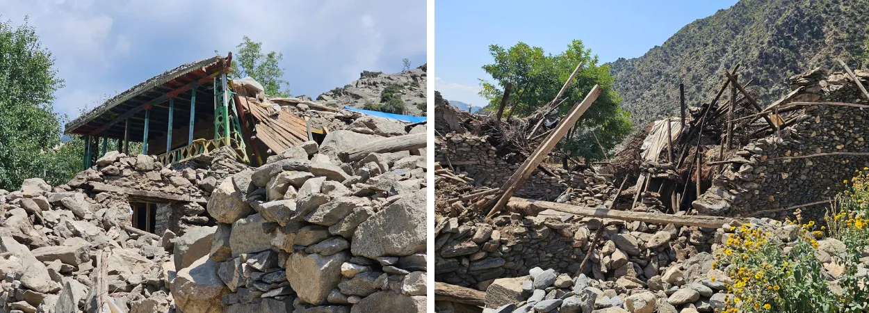 Destruction of the earthquake in Mazar Dara, Nurgal district, Kunar province. 