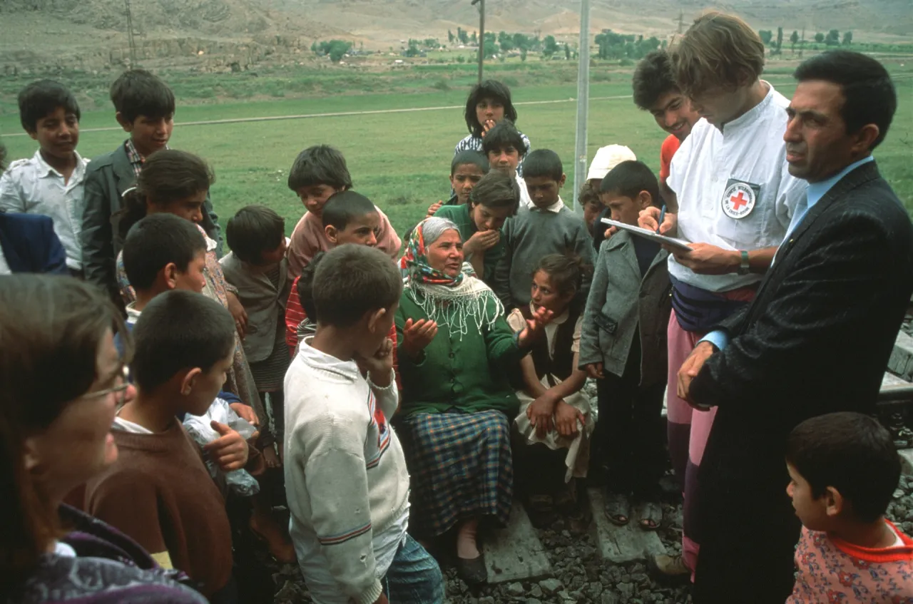 Nakhichevan. Assessing the needs of the displaced persons from Saradak. 