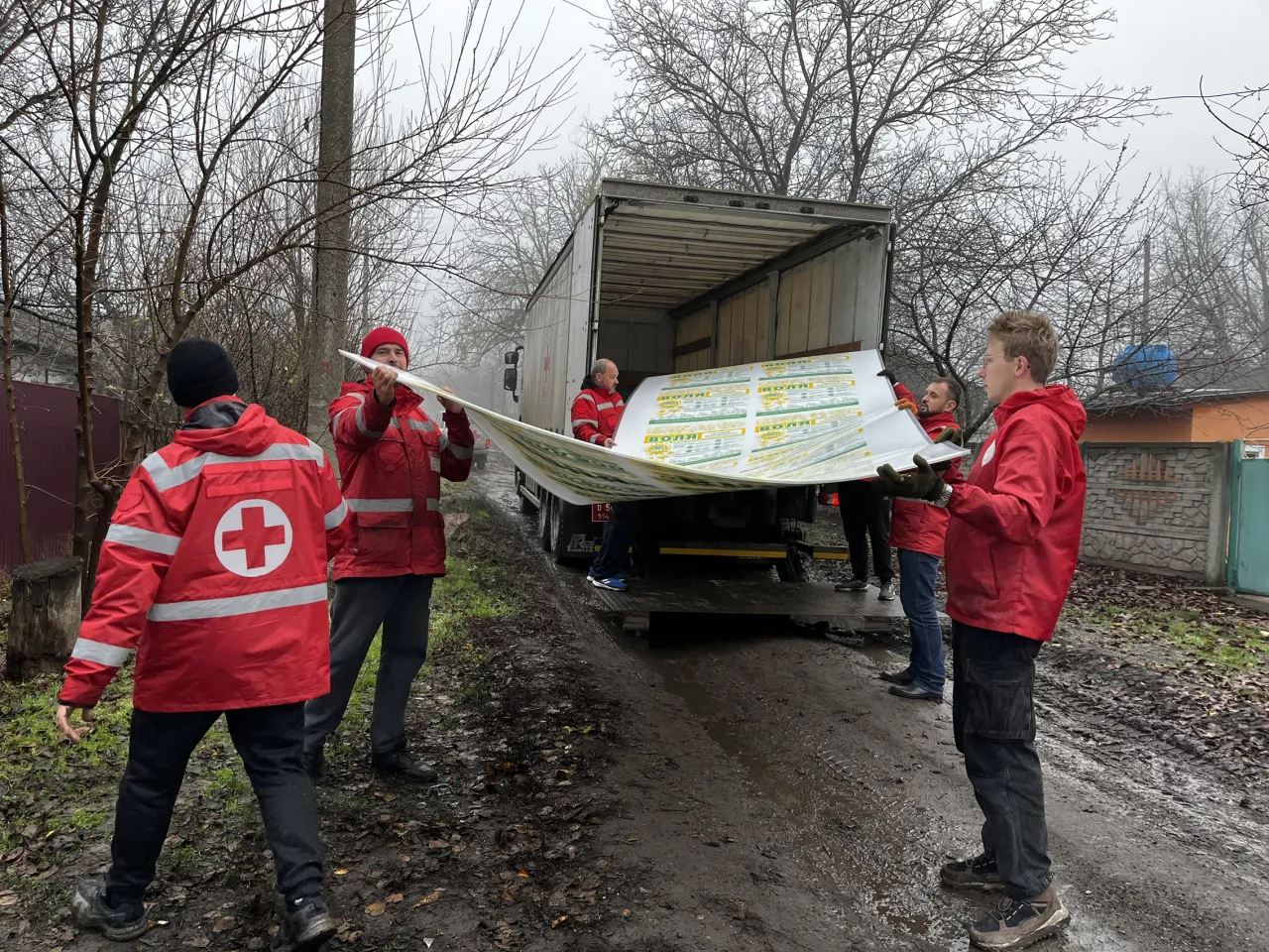 Delivery of greenhouses to Yelenovka settlement. 