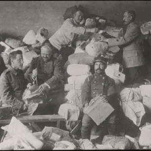 World War I. Germany, Heuberg. Prisoners of war camp. Control of the parcels.