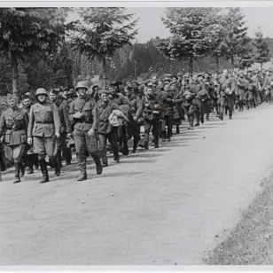 War 1939-1945. French military internees arriving in Switzerland.