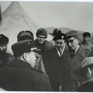 Panmunjom, DPRK. 17 January 1952. ICRC delegates confer with the Major General and other representatives of the North Korean armed forces regarding armistice negotiations