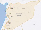 Map of Syria showing the ICRC's presence and the location of the three besieged towns of Madaya, Foua and Kefraya.