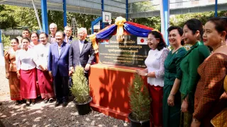 Inauguration of the new roof for the wheelchair court in Battambang. Cambodia. Stephen Rae/ICRC