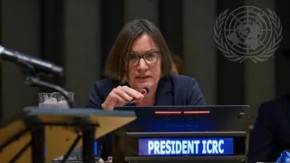 ICRC president, Mirjana Spoljaric, speaking at the UN.