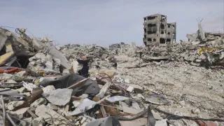a destroyed neighbourhood in Gaza