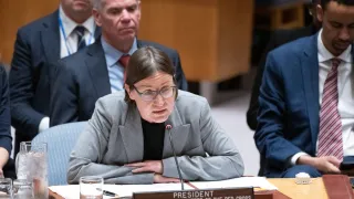President Mirjana Spoljaric speaks in the UN Security Council.