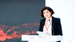 Fiona Antonnette Barnaby, Head of Humanitarian Affairs and Policy Unit, ICRC Regional Delegation for East Asia, at the fourth Soochow International Humanitarian Forum, Suzhou, China. 