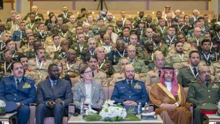 Photo showing participants to the opening of the 18th Senior Workshop on International Rules governing Military Operations (SWIRMO).