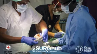 Borno State, Maiduguri, hospital. An ICRC mobile surgery team treats a patient.
