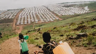 Vue partielle du camp des réfugiés congolais de Busuma à l'est du Burundi