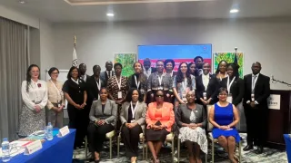 Represtantes del CICR y los paises de CARICOM en el encuentro.