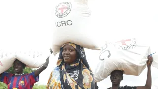 South Sudan. More than ten thousand people who have fled armed conflict in Sudan receive food and essential household items from the ICRC. 
